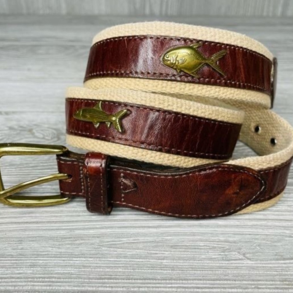 Brass Fish Leather Belt